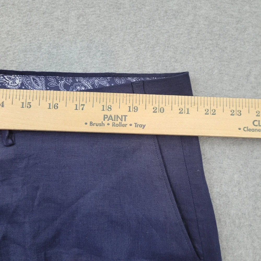 Lauren Ralph Lauren Dress Pants Mens 42x32 Navy Blue 100% Linen Flat Front